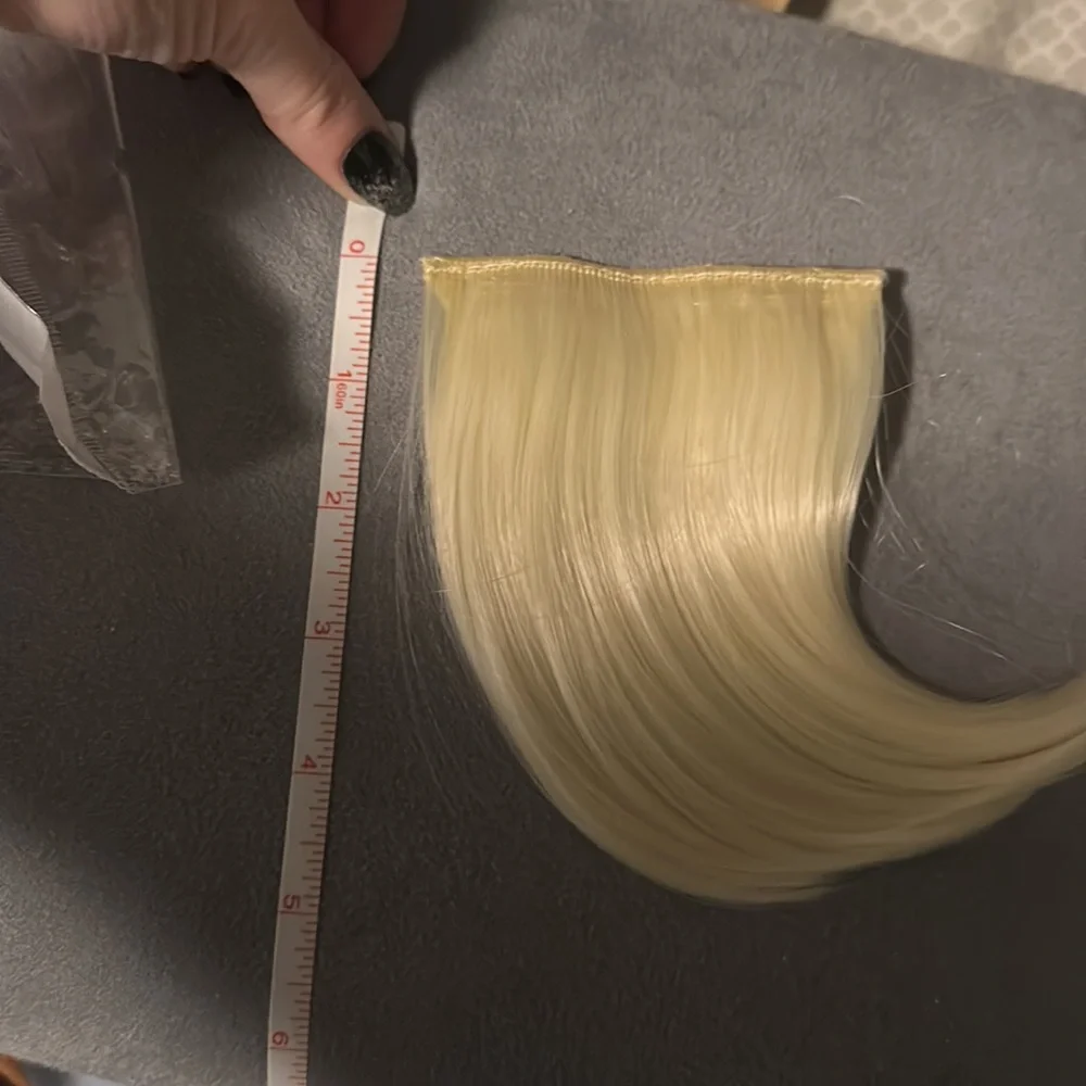 Clip On Hair Blonde Fluff or Bangs C-Shape Hair 2 Clips 1 Piece Lightest Blonde